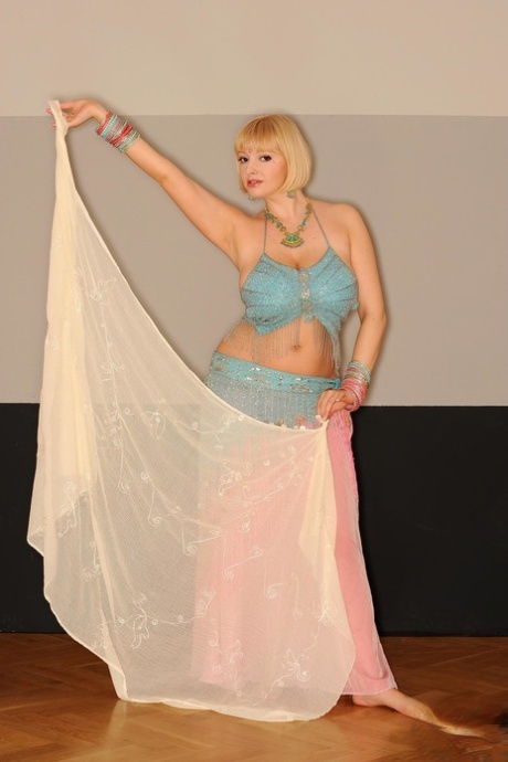 Blonde Belly Dancer Sophie Mei Strips And Flaunts Her Big Natural Tits