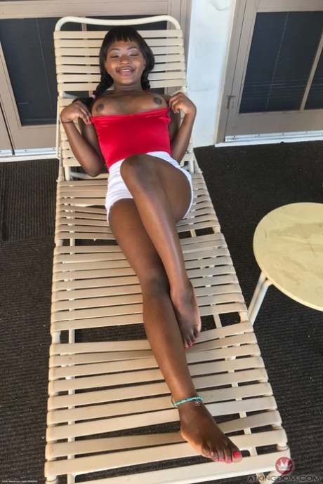 Petite Ebony Noemie Bilas Exposing Her Tits Pussy And Feet In A Solo