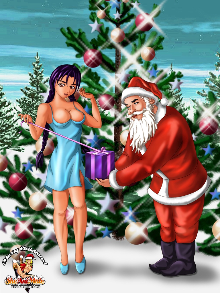 Anime trans con un bel paio di tette che scopano un generoso Babbo Natale  nel culo - NakedPics