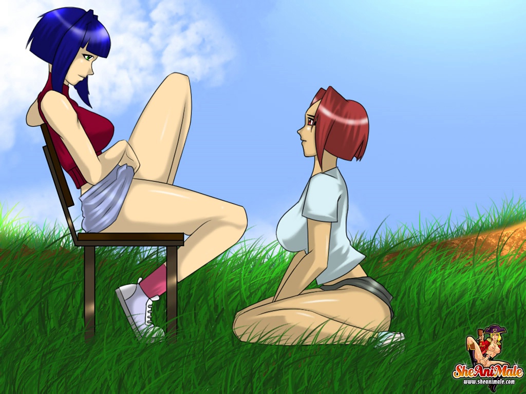 Anime shemales con grandes pollas disfrutando de chisporrotear sexo anal al  aire libre - NakedPics