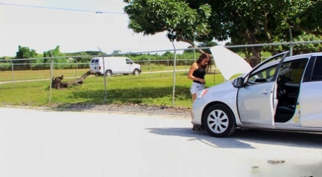 Latina teen Sophia Torres wird gefesselt & gefickt in einem van nach hitching eine fahrt
