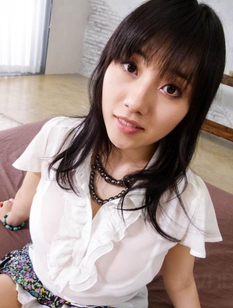 Japanese girl Azusa Nagasawa wipes sperm from her chin after MMF sex