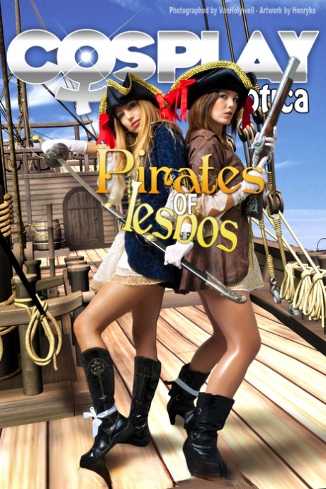 Piratas femeninas practican juegos preliminares lésbicos a bordo de un buque
