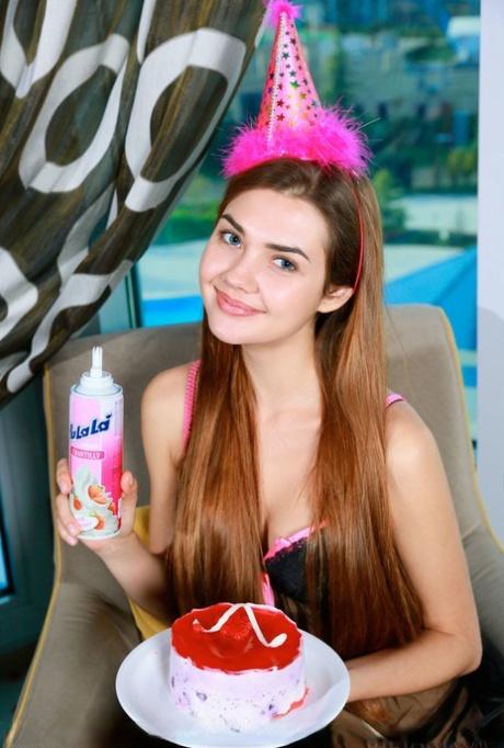 Sweet Russian teen Georgia Sampaio gets totally naked on her 18th birthday