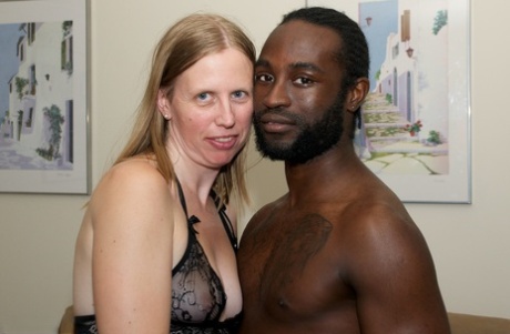 White amateur deepthroats her black lover