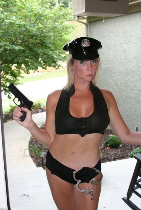 Blonde amateur Jayme Lawrence forces a man into sexual relations at gunpoint