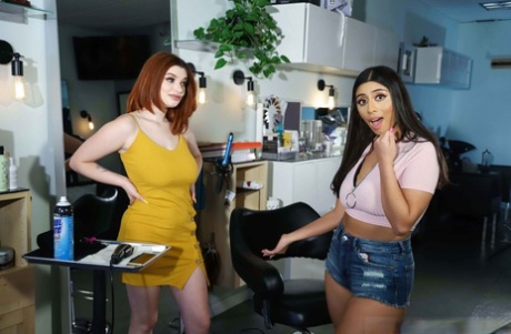 Die Hairstylisten Violet Myers & Annabel Redd haben einen Dreier bei der Arbeit