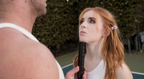 Redheaded teen Madi Collins gets banged while wearing sports socks