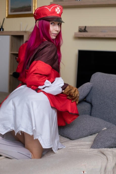 Cute girl Toffina fingers her vagina while decked out in cosplay attire