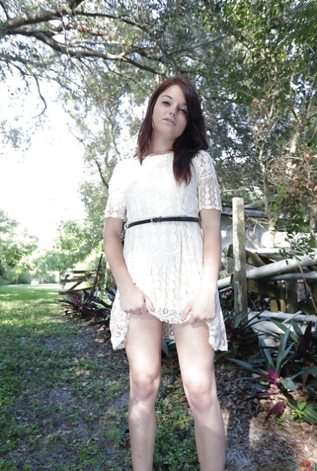 Outdoor posing session with a slutty teenager such as Kaisey Dean