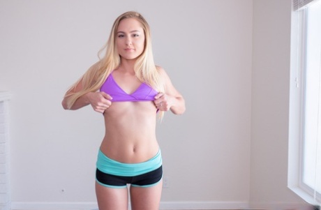 Nice looking blonde amateur with tiny tits Avalon Heart boasts of her body