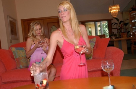 Three lesbian MILFs getting off with a little yellow dildo