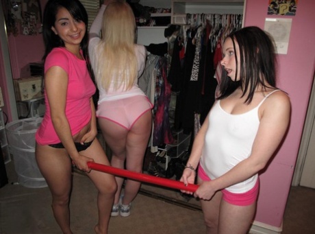 Nasty young chicks with sexy bodies have some lesbian fun on camera