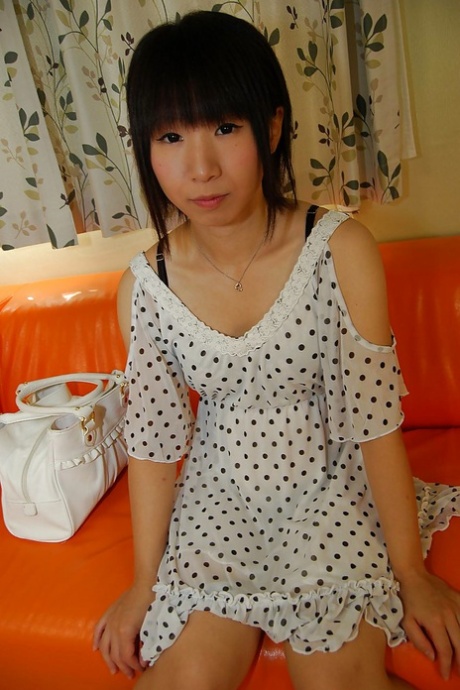 Shy asian teen with skinny curves undressing and vibing her slit