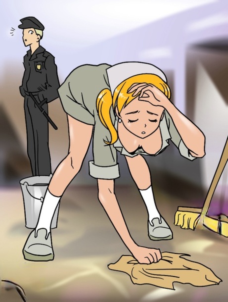 Kåt tegneseriepolitimann forfører en blond shemale og borer henne i rumpa