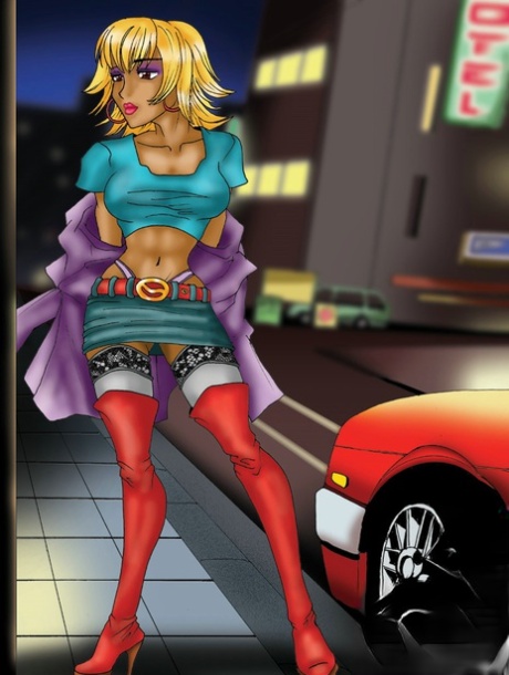 Anime shemale prostitueret bliver godt betalt for at deltage i et gangbang