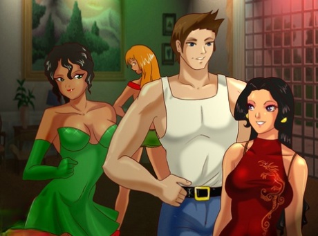 Busty Anime shemale & en stocky kille som har analsex med varandra i varv
