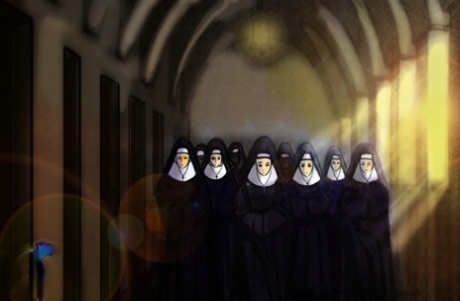 Twee anime shemale nonnen onthullen hun grote pikken en neuken elkaar