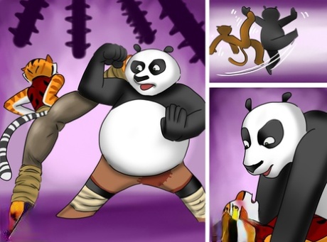 Panda de Kung Fu Kinky Panda de cartoon cola a sua tesão no ânus apertado da Tigresa