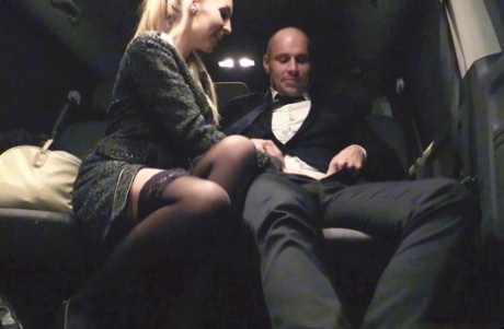Blonde Czech with ponytail gets hardcore doggystyle bang in the backseat