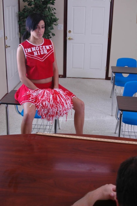 Brunette cheerleader Presley Maddox gets a banging and a cumshot from teacher