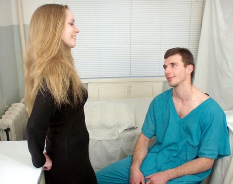 Little teen gives a doctor a BJ in a 69 after getting her pussy checked