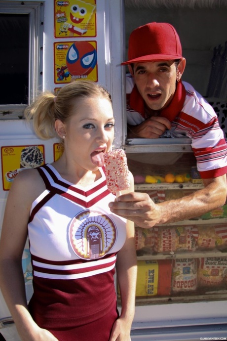 European cheerleader Cindy Loo gets seduced and fucked by an ice-cream man