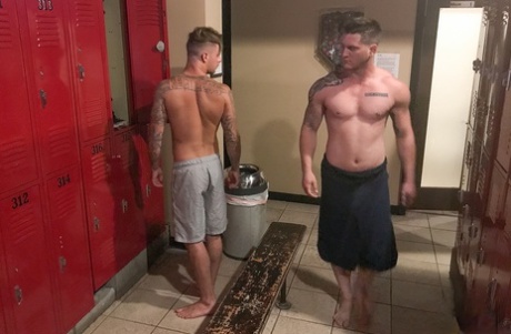 Hunky Allen Lucas and Brian Micheals swim naked in the pool and fuck hard