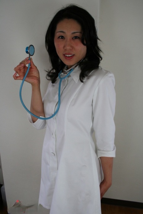 Japanese nurse Fujiko Sakura gets stripped and spit roasted in a 3some