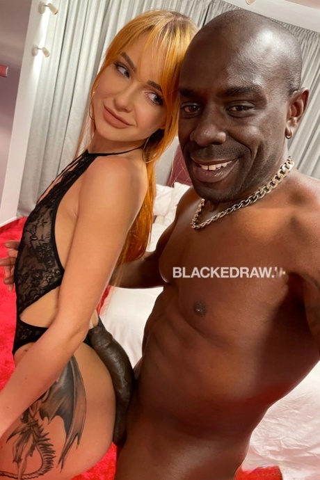 Redheaded stunner Little Dragon gets her twat demolished by a big black dick