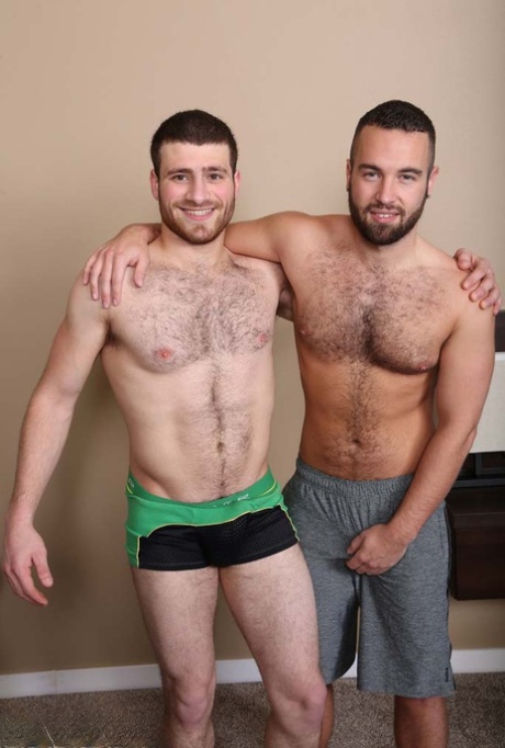 Hairy gay dudes Noah Riley & Clyde having rough oral and anal sex on the bed