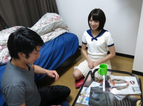 Little Japanese teen Ruri Narumiya gets boned & creampied by her boyfriend