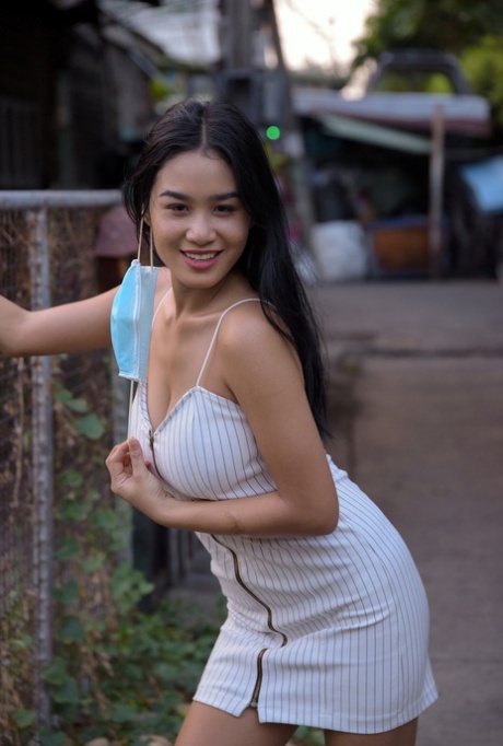 Sexy Thai teen Kahlisa Boonyasak flashes her panties in public & poses naked