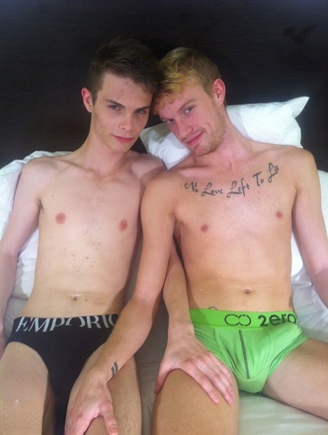 Twinks Dakota Adams & Kip Ryker küssen sich auf Französisch, bevor sie Oral- und Analsex haben