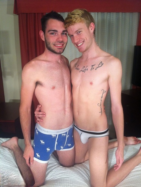 Petite gay Americans Brandon Atkins and Kip Ryker ride each other