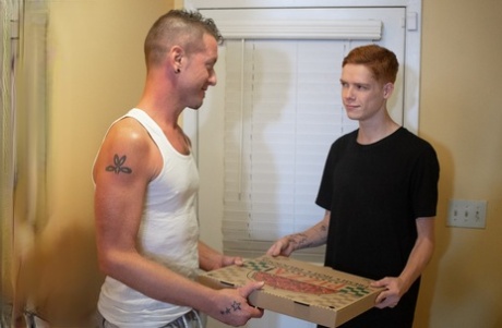 Gay redheaded pizza delivery boy Connor Taylor films & fucks Cam Casey