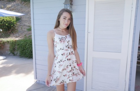 Petite teen Mackenzie Mace gives great head and rides a rock-hard dick