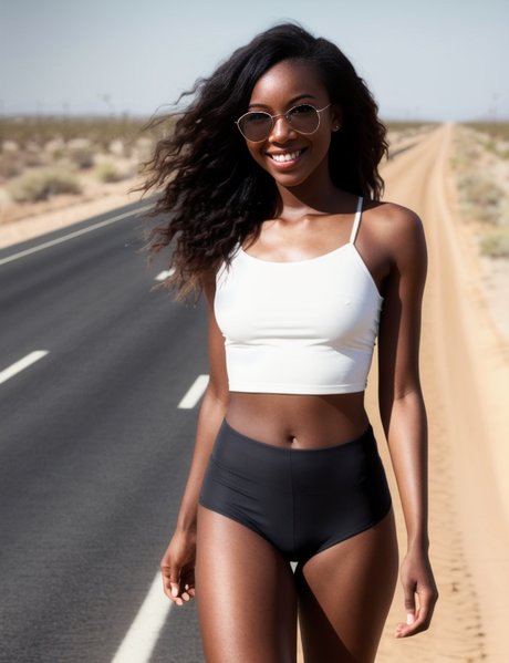 Schöne AI generiert Ebenholz Babe Black Queen zeigt ihre sexy nackten Körper