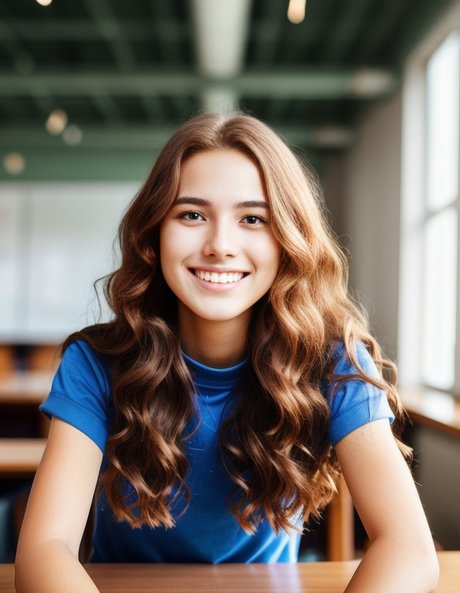 Den vakre AI-genererte studenten Ash Kirbi viser frem sin sexy, nakne kropp i timen.