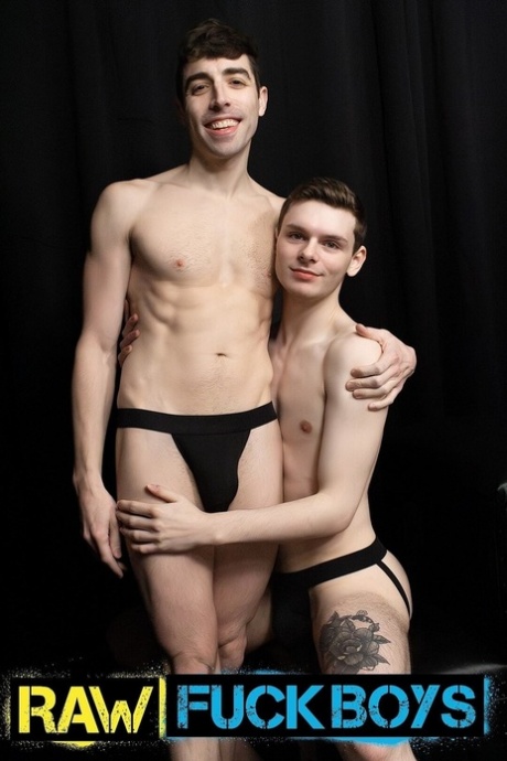 Skinny gay dudes Mike Edge and Ethan Tate lick and bang each other