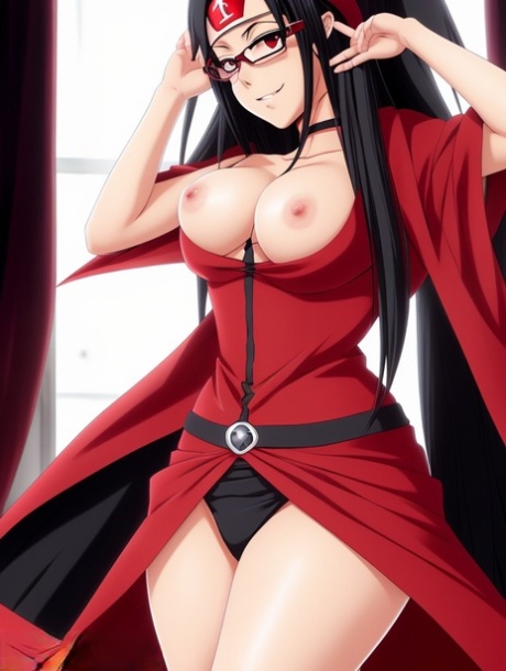 Sarada, la chica Hentai con cintura de avispa, muestra sus impresionantes curvas desnuda