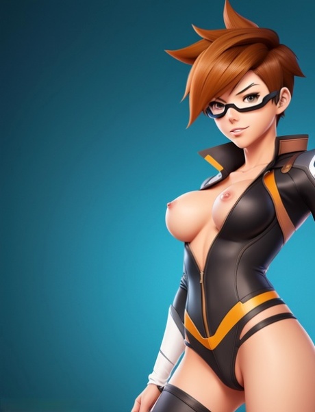 La preciosa Tracer muestra su pequeño cuerpo sexy y sus tetas perfectas