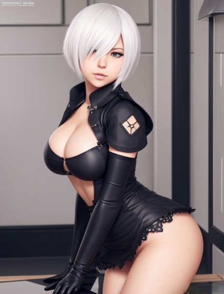 Yorha 2b, la muñeca caliente generada por IA, posa en solitario y se burla de sus grandes tetas