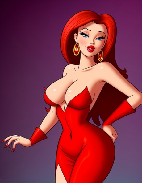 Den AI-genererte Hentai-baben Jessica Rabbit viser frem de fantastiske puppene sine.