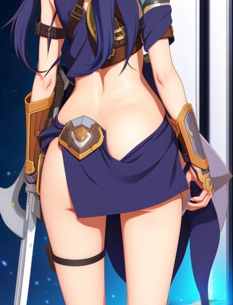 Anime stunner Lucina viser sine store juggs og sprer fitta hennes i en solo