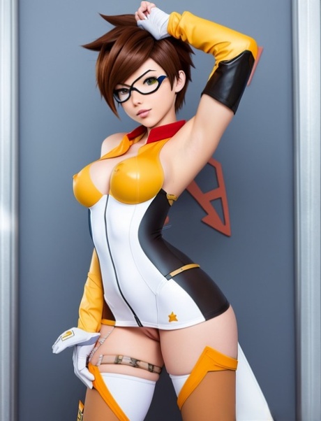 La belle Tracer montre son gros cul et sa chatte chauve.