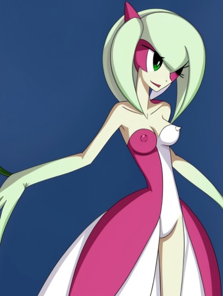 AI generato anime slut Gardevoir da Pokemon ostentando le sue grandi tette