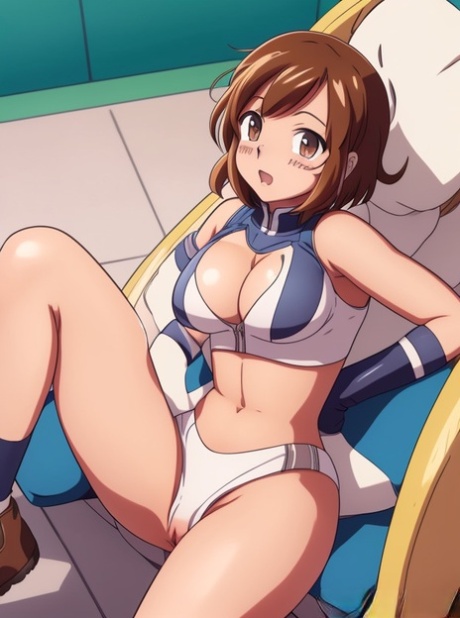 人工智能生成的巨乳动漫《Ochaco Uraraka》展示她的巨乳