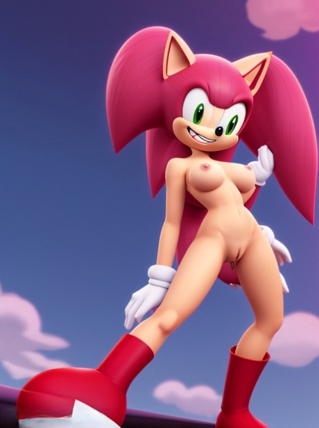 Amy Rose, la bambola generata dall'intelligenza artificiale di Sonic, che stuzzica con le sue tette grosse e vivaci.