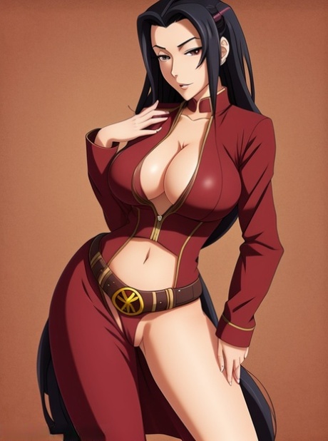 Hentai bombshell Asami Sato unleashing her monster tits in a solo